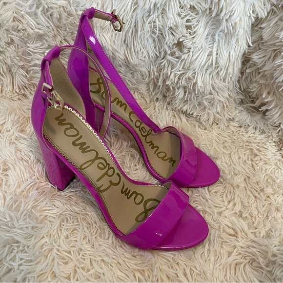 Sam Edelman Yaro Sandal in Neon Fuchsia Patent block heel size 10 ankle strap - Picture 1 of 13